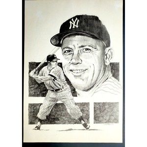 Mickey Mantle New York Yankees Great Rare Dan McKee 11x16 Art Print 1990s !